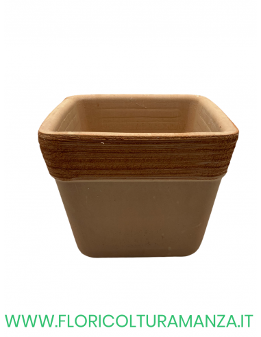 VASO COTTO QUADRATO  GRAFFIATO CM 17