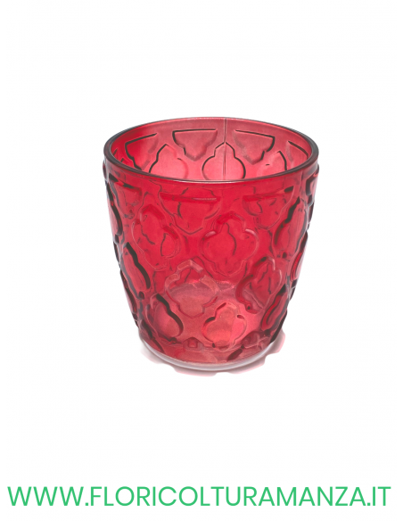 VASO CILINDRICO DECORATO IN VETRO COLORATO