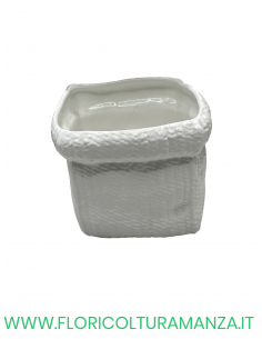 VASO QUADRATO  IN CERAMICA BIANCO