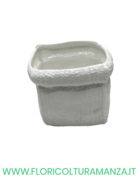 VASO QUADRATO  IN CERAMICA BIANCO