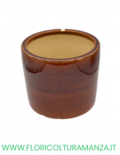 VASO TONDO IN CERAMICA LUCIDO MARRONE  2