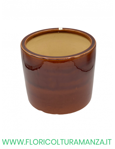 VASO TONDO IN CERAMICA LUCIDO MARRONE  2