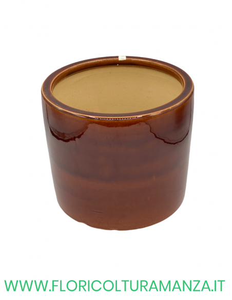 VASO TONDO IN CERAMICA LUCIDO MARRONE  2