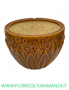 VASO TONDO IN CERAMICA DECORATO AMBRA