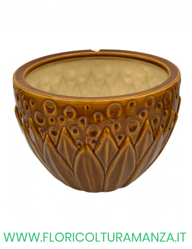 VASO TONDO IN CERAMICA DECORATO AMBRA