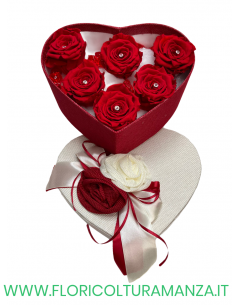 SCATOLA DI CUORE CON ROSE STABILIZZATE S2 2
