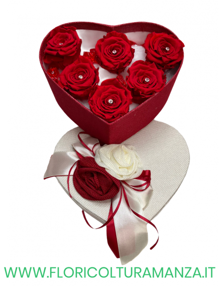 SCATOLA DI CUORE CON ROSE STABILIZZATE S2