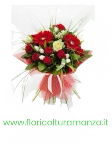 BOUQUET DI GERBERE TULIPANI E ROSE B12