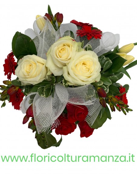 BOUQUET LAUREA IN BIANCO E ROSSO L3