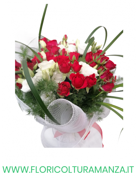 BOUQUET ROSSO BIANCO VERDE B38